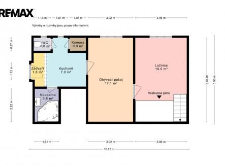 Půdorys | Prodej bytu, 2+kk, 51 m²