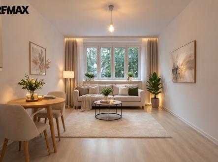 kuchyň s obývákem vizualizace | Prodej bytu, 1+1, 54 m²