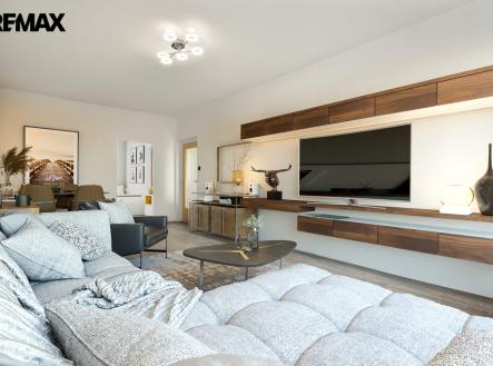 Obývací pokoj (vizualizace) | Prodej bytu, 3+1, 77 m²