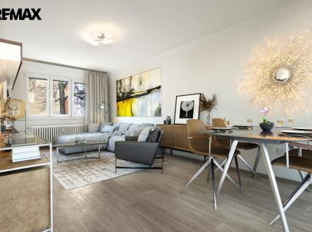 Obývací pokoj (vizualizace) | Prodej bytu, 3+1, 77 m²