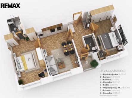 3d-layout.jpg | Prodej bytu, 3+kk, 67 m²