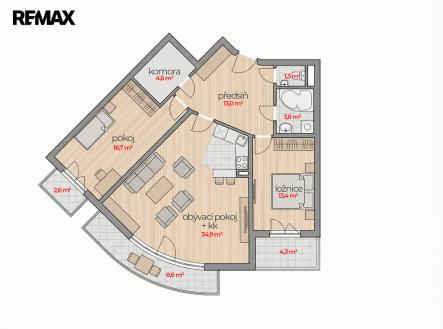 byt-kamelova-pudorys.jpg | Prodej bytu, 3+kk, 88 m²