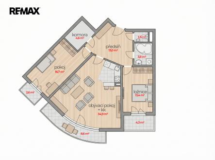 byt-kamelova-pudorys.jpg | Prodej bytu, 3+kk, 88 m²