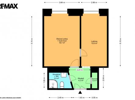 Plán bytu | Prodej bytu, 2+kk, 44 m²