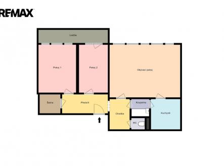 Plánek bytu - aktuální dispozice | Prodej bytu, 3+1, 80 m²