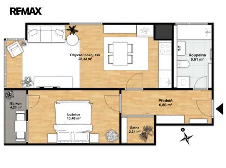 pudorys-na-cisarce-2d-s-nabytkem.jpg | Pronájem bytu, 2+kk, 62 m²
