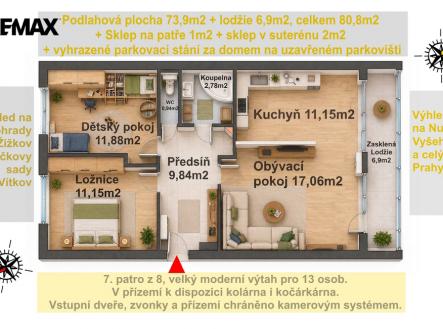 002-planek-s-popis.jpg | Prodej bytu, 3+kk, 80 m²