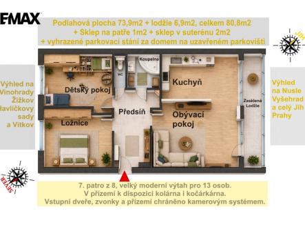 002-planek-s-popis-2.jpg | Prodej bytu, 3+kk, 80 m²