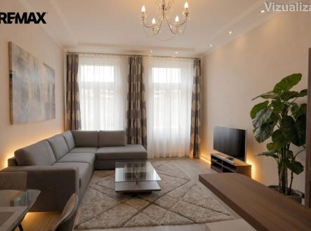 Obývací pokoj + kk vizualizace | Prodej bytu, 3+kk, 74 m²