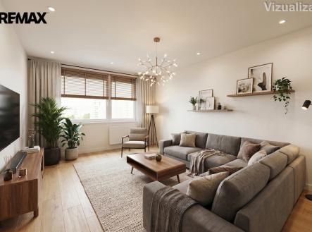 Vizualizace obývacího pokoje | Prodej bytu, 3+kk, 66 m²