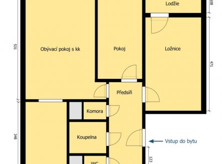 orientační plán bytu | Prodej bytu, 3+kk, 66 m²