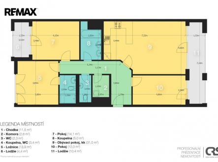 Plán bytu | Pronájem bytu, 4+kk, 114 m²