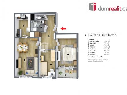 2 | Prodej bytu, 3+1, 63 m²