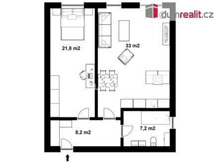 Pronájem bytu, 2+kk, 74 m²