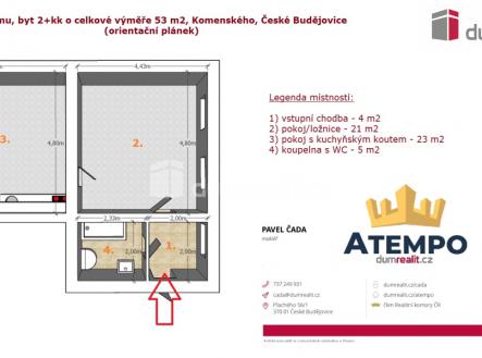 2 | Pronájem bytu, 2+kk, 53 m²