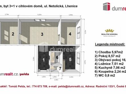 2 | Pronájem bytu, 3+1, 49 m²