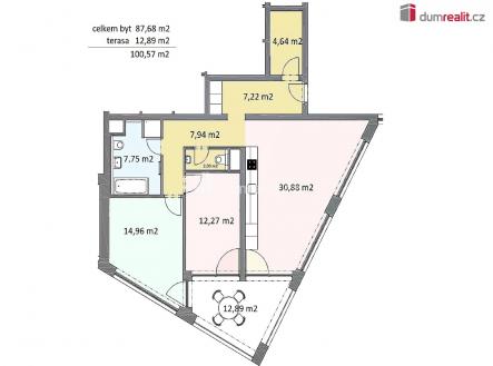 2 | Pronájem bytu, 3+kk, 88 m²