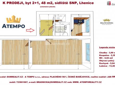 3 | Prodej bytu, 2+1, 48 m²