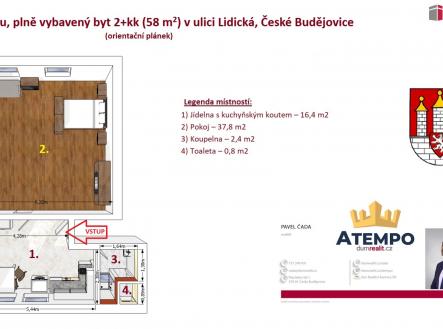 2 | Pronájem bytu, 2+kk, 58 m²