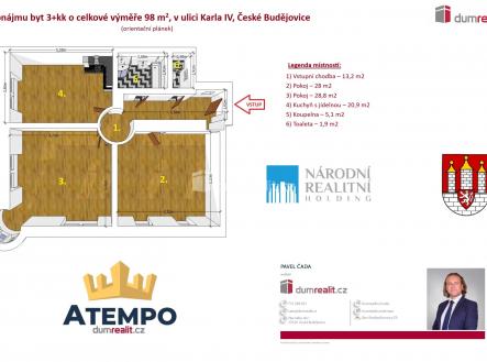 2 | Pronájem bytu, 3+kk, 98 m²