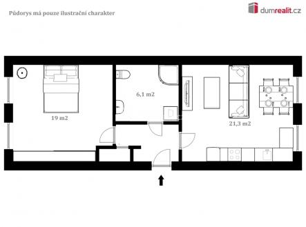 2 | Pronájem bytu, 2+kk, 51 m²