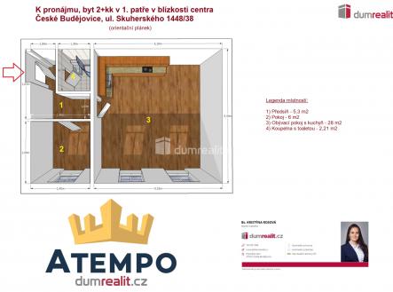 2 | Pronájem bytu, 2+kk, 42 m²