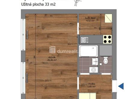4 | Pronájem bytu, 1+kk, 33 m²