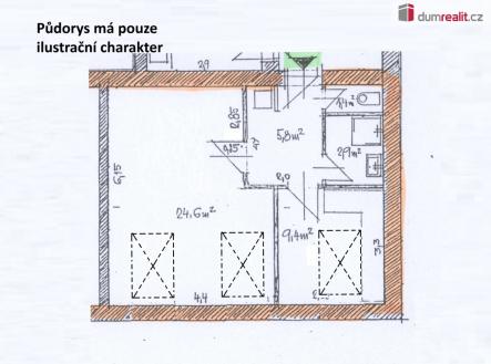 3 | Pronájem bytu, 1+1, 44 m²