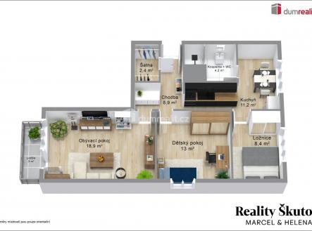 3 | Prodej bytu, 3+1, 65 m²