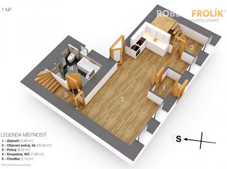 Víceúčelový rodinný dům - Únětice (Praha-západ) - Rýznerova - půdorys přízemí | Prodej - dům/vila, 108 m²