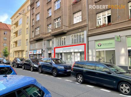 Obchodní prostor k pronájmu - Praha 6, Bubeneč, V.P.Čkalova - pohled na dům | Pronájem - obchodní prostor, 60 m²