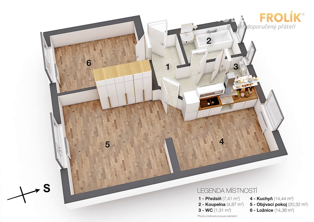 velký byt 2+1 - Praha 9, Čakovice - U Párníků - půdorys