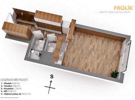 Nezařízený byt 1+kk - Praha 10, Záběhlice - Jabloňová - půdorys | Pronájem bytu, 1+kk, 28 m²