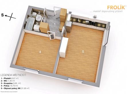 Nezařízený byt 2+kk - Hostivice, ul. Zimní - půdorys | Pronájem bytu, 2+kk, 62 m²