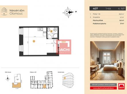 407.jpg | Prodej bytu, 1+kk, 31 m²