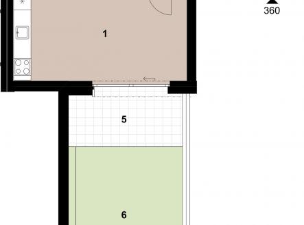 360_2400_RGB | Prodej bytu, 1+kk, 39 m²