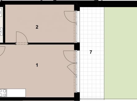 205_2400_RGB | Prodej bytu, 2+kk, 52 m²