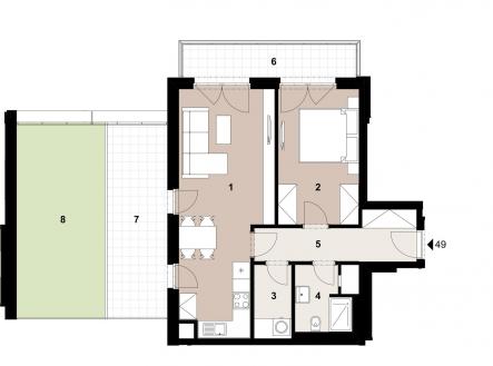 049_2400_RGB | Prodej bytu, 2+kk, 54 m²