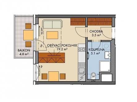 . | Prodej bytu, 1+kk, 33 m²