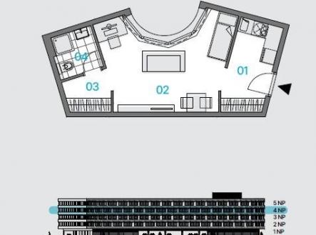 . | Prodej bytu, 1+kk, 41 m²