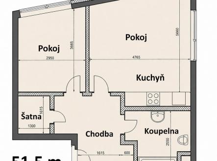 . | Pronájem bytu, 2+kk, 52 m²