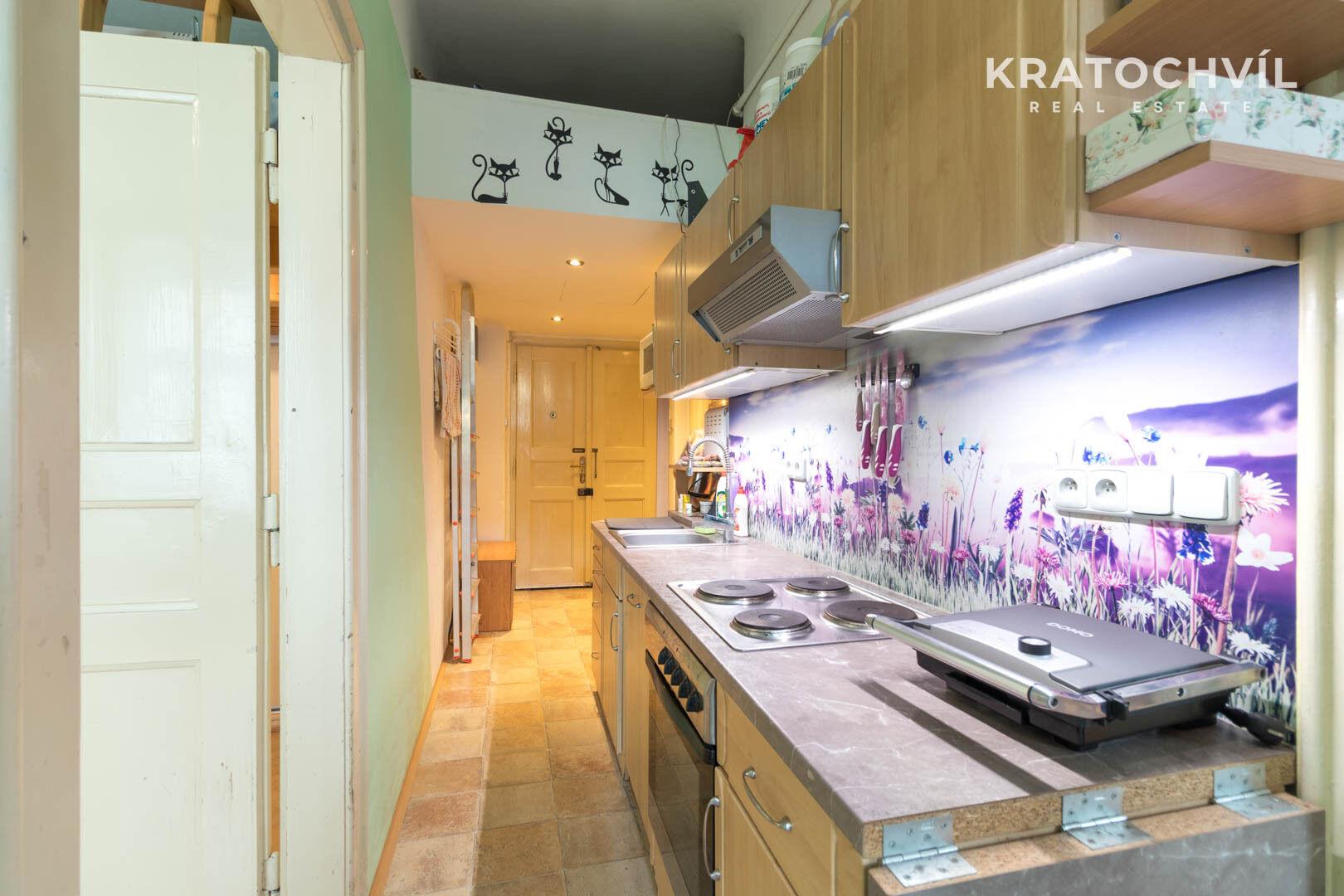 Pronájem bytu 2+kk, 48 m², Praha 3 – Žižkov, balkon, parkety, patro na spaní