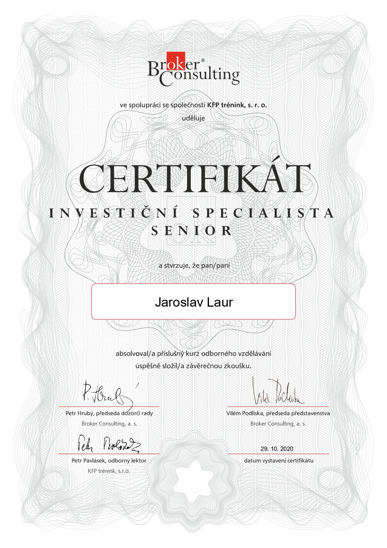 Investiční poradce senior