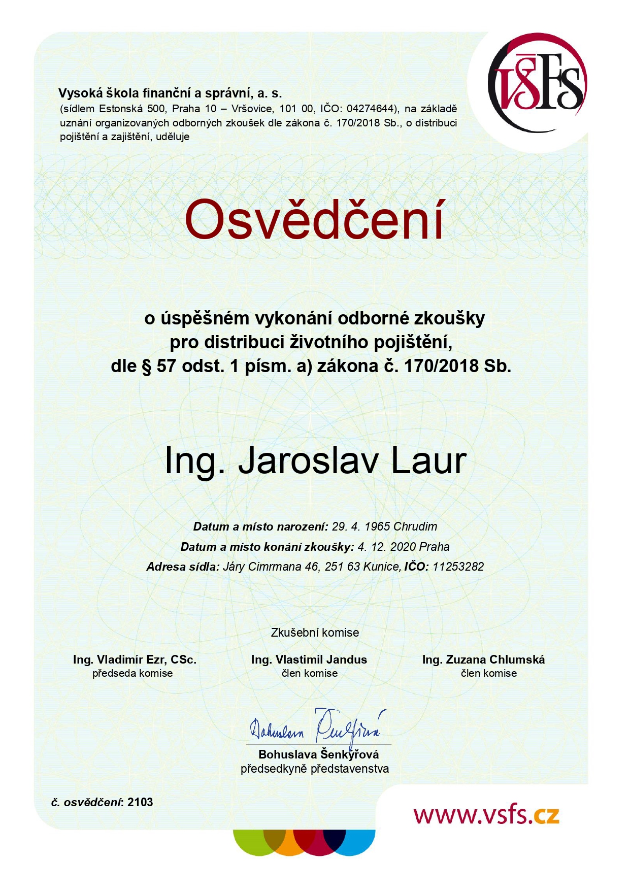 VŠFS  životní pojištění