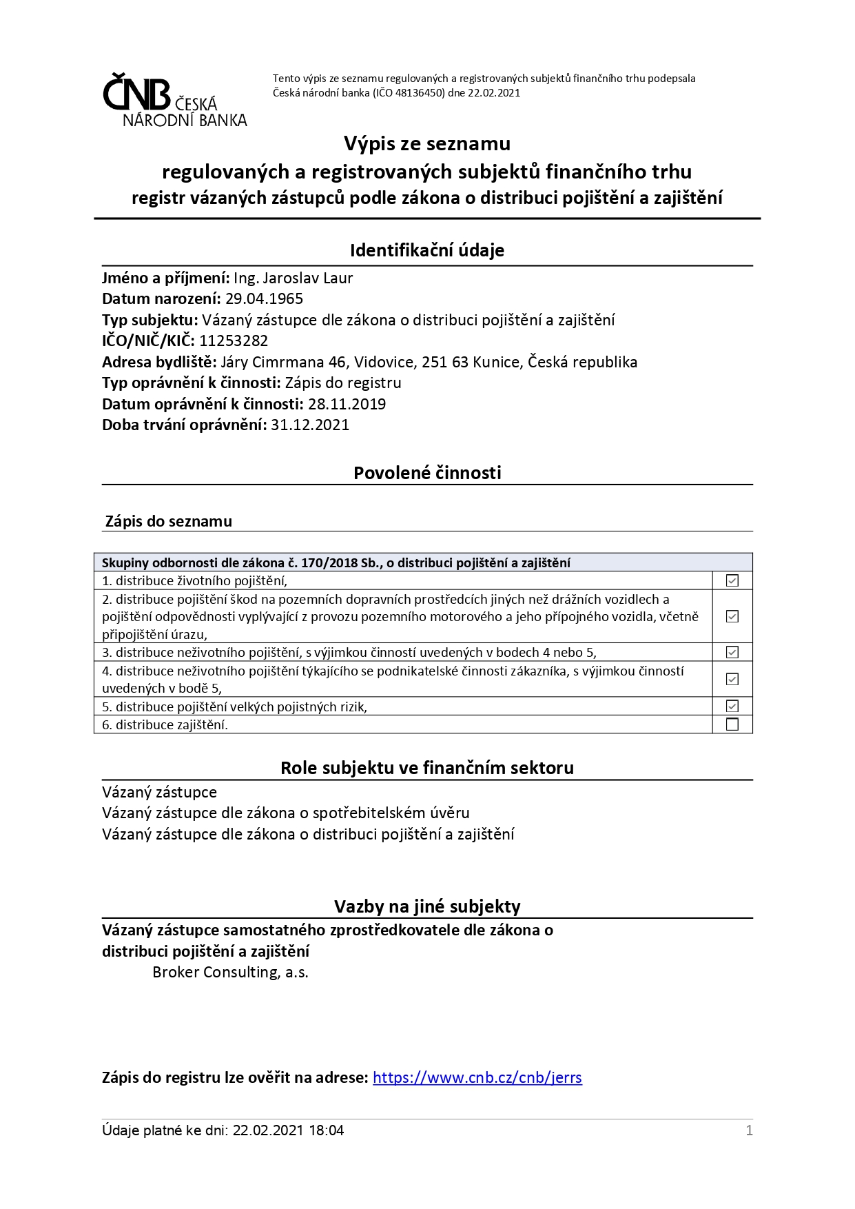 ČNB velké pojistná rizika